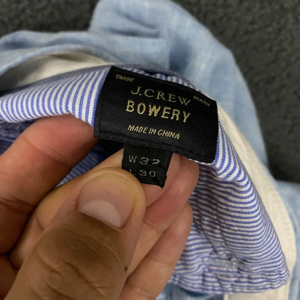 J.Crew Bowery Pants Mens 32x30 Blue Baird McNutt 100% Irish Linen Chino Dress